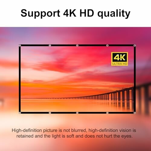 4K HD quality display with pier and sunset background.