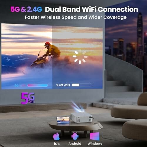 Dual band WiFi connection display with 5G and 2.4G speeds.