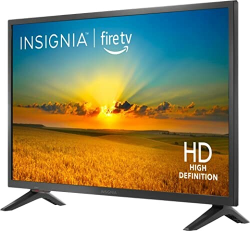 Insignia Fire TV HD television displaying a scenic landscape.