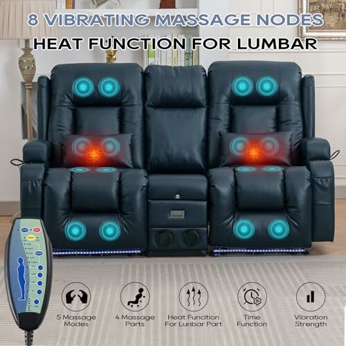 Massage sofa chair with 8 vibrating nodes and lumbar heat function