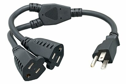 Black power splitter cable with two outlets