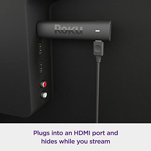 Roku streaming stick plugged into HDMI port