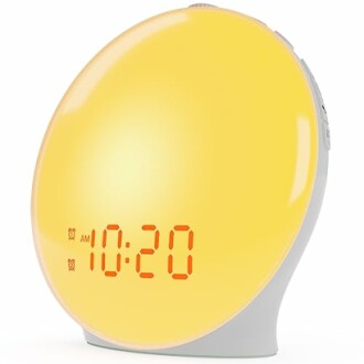 Sunrise alarm clock with digital time display.