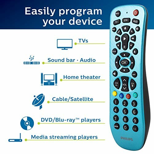 Universal remote control with programming instructions for various devices.